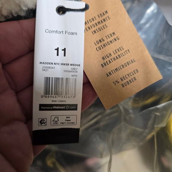 Madden NYC Boots Women's 11 Hiker Wedge ECO LUX Charcoal Grey Foam Insoles NWT - Picture 4 of 15